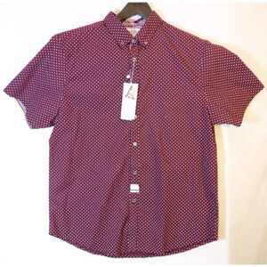 Denim And Flower Shirt Mens XL Burgundy White polka dot Slim Fit Button Down NWT